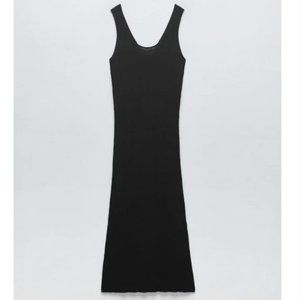NWT Zara knit midi dress black
